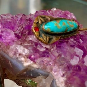 Vintage turquoise, and Ruby pin